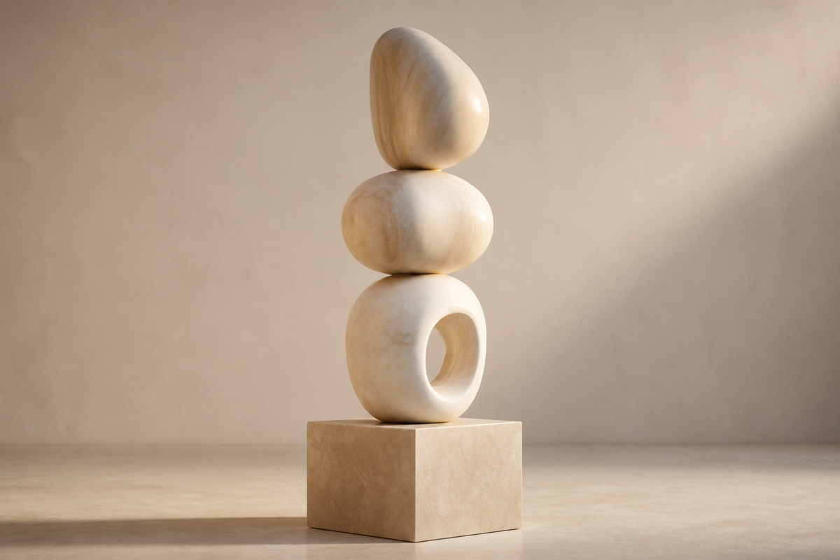 Volgere — cream marble sculpture by 1-OPH