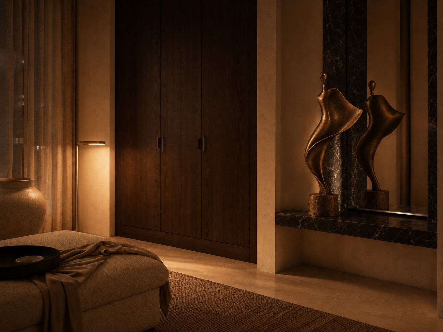 Wahat elongated bronze figure sculpture by 1-OPH