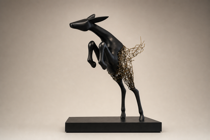 Wayra leaping bronze deer sculpture by 1-OPH