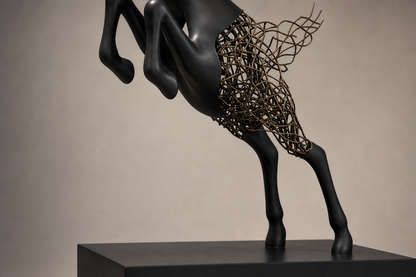 Wayra leaping bronze deer sculpture by 1-OPH
