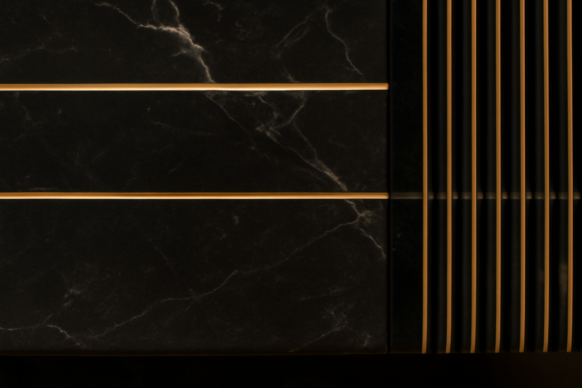 Wire-Line Base Inlaid black marble plinth base by 1-OPH, surface detail