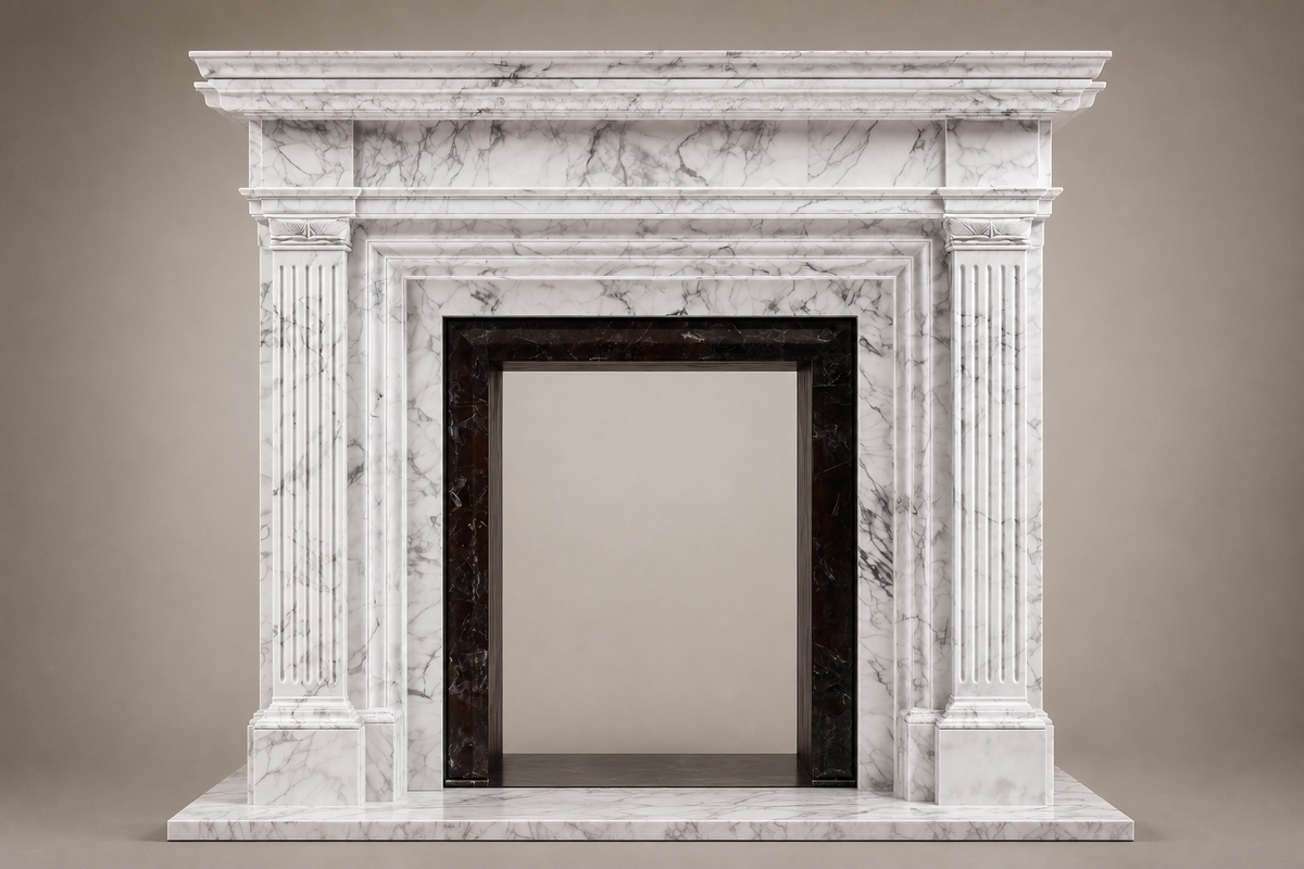 Yuki fireplace, side view showing the profile