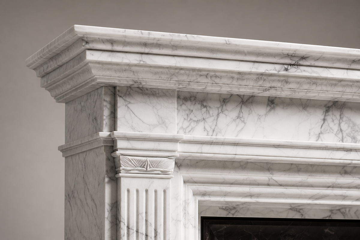 Yuki fireplace, close studio detail of the surface and material